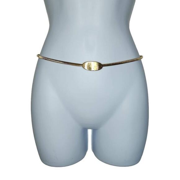 Vintage Women Accessories, Sarah Coventry Gold Metal Snake Chain Stretch Belt